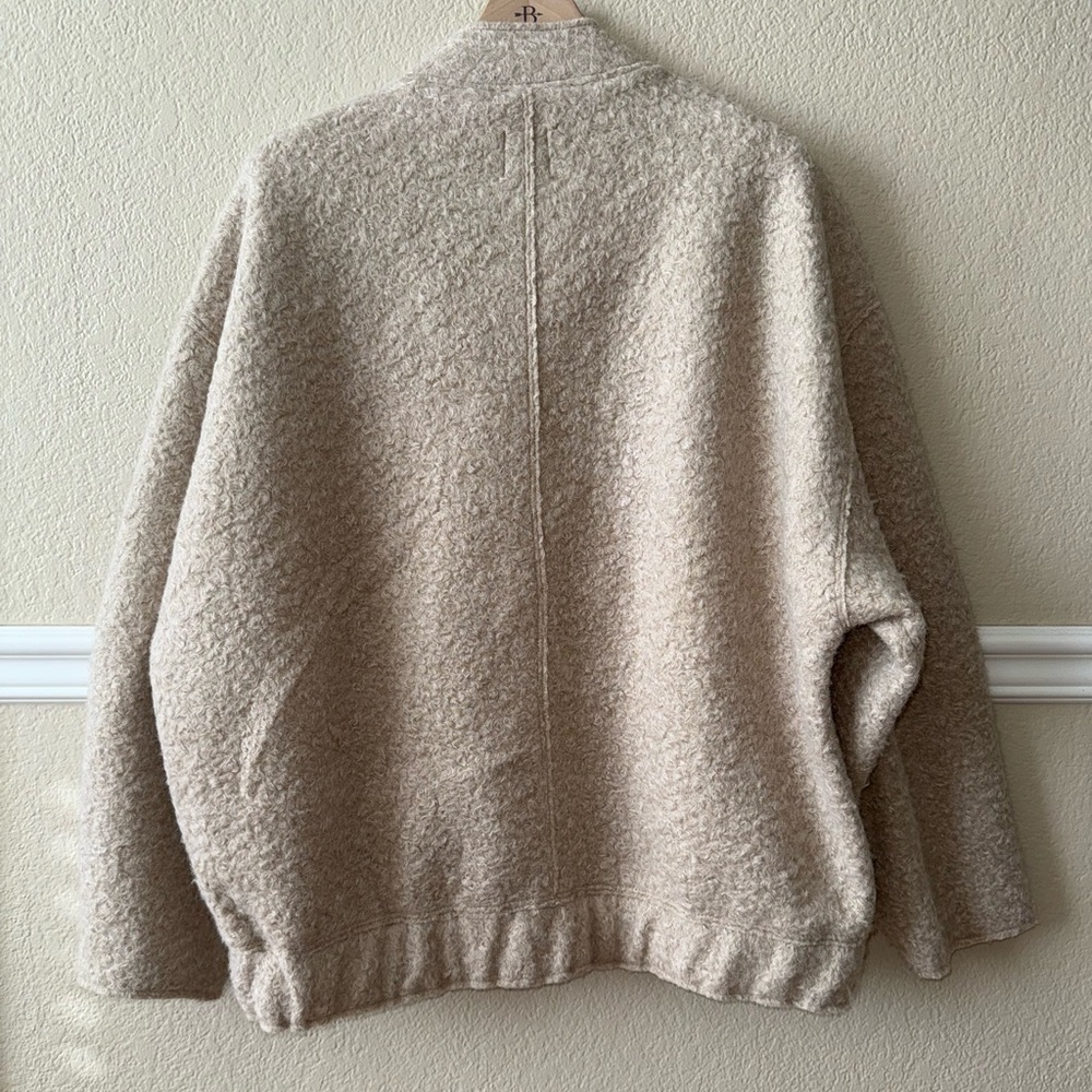 Zara Blogger Favorite Boucle Bomber Jacket Zip Cream Fuzzy Size XS - Small - Picture 4 of 12